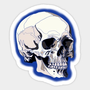Skull design with blue lines and background Sticker